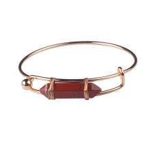 Handmade Gold Plating Bangle Jewelry Hexagonal Red Jasper Stone Bangle